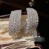 Dangle Earrings 2024 Women Escaping Princess Flower Gem Meteor Plated With 18K Gold Arc Zircon
