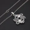 REAL 999 Sterling Silver Pisces Hollow Pendant and Necklace Mens and Womens Personalized Gift Vintage Punk Fine Jewelry 240320