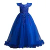 Flickans klänningar Fancy Princess Party Dresses For Girls Långärmad blomma Free Party Evening Dress Childrens Ball Wedding Dress 24323