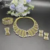 Ensemble de boucles d'oreilles et collier pour femmes, bijoux plaqués or 18 carats, dubaï italien, Bracelet, bague, accessoires de fête de mariage, cadeaux de mariée africaine