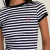 Zbiorniki damskie Xingqing 2000s Tops Y2K Odzież Kobiet Striped Orąek szyi Krótki rękaw Tshirt z dekoracją dziobu Ubrania estetyczne