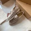 Swobodne buty kobiety płaskie buty khaki zamszowe letnie buty buty metalowe zamek leniwy mokasyny przyczynowe mokasyna wygodne muły buty do jazdy t240323