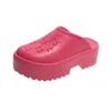 Family Baotou g Hole Shoes with Thick Sole and High Eva Elasticity Rubber Plastic Outer Wear Thick Heels Baotou Half Tuo Matsuke Heel Cool Slippers