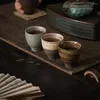 Tazze Piattini Fu Vecchio stile Per gli amanti Accessori per il tè in stile giapponese Tazza da tè retrò fatta a mano Tazza Kung Rough Il regalo di tè Matcha Ceramica