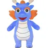 Mascot Costumes 2m/2.6m Blue Dragon Mascot Costume Adult Realistic Dinosaur Iatable Suit for Stage Full Body Wearable Walking Dress