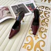 Luxury Lee Mirrored Leather Slingback High Heel Shoes Pump Prom Dress Dance Black Shoe Woman Designer Pekade tår Kvinna Sandal Slide Flip Flop Patent Leather