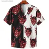 Chemises décontractées pour hommes 2022 Horreur du diable 3d Chemise hawaïenne Man Vêtements masculins lâches Mentes respirantes pour hommes