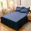 Bettrock, 3-teiliges Bettlaken, Spitze, elastisch, Doppelbett-Tagesdecke mit Kissenbezügen, Matratzenbezug, Bettwäsche-Set, King-Size-Bettlaken