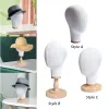 Soportes de 54cm para hacer peluca, cabeza de bloque de estilo, cabeza de maniquí para tocado, gafas, auriculares, sombreros de mesa, exhibición con Base de madera