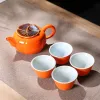 аксессуары китайский туристический кунг -фу керамический чай набор 1 чайник 4 чайные чайные церемония