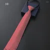 Bow Ties Fashion Lazy Zipper Men's Tie Business Formal Dress Stripe Solid Color Slips Male Gift Gentleman For Wedding Party 8cm