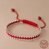 La monada 24 cm Glück 925 Silber Seil Armbänder Frauen Silber Perle Rot Faden Linie String Armbänder Für Frauen Mädchen einstellbar 240320