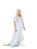 Vintage Aline Szyfonowe Skromne suknie ślubne z trzepotaniem rękawów Skupa szyi koronkowa Top Szyfonowa spódnica Bogho Nieformalne suknie ślubne C5453325