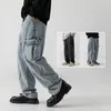 Jeans para hombres Hip-Hop Baggy Primavera y otoño Split Empalme Lavado Cargo Moda Calle japonesa Pantalones rectos Hombres Ropa