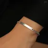 Bangle 316L Stainless Steel Mirror Adjustable Curved Strip DIY Engraved Simple And Fashionable Bracelet For Women's Jewelry