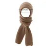 Blankets Integrated Hat Scarf Knitting Hats And Scarves Face Neck Soft Warm Covers Beanies For Cold Weather Traveling Blanket