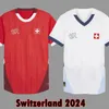 2024 يورو سويسرا لكرة القدم قمصان Elvedi Akanji Zakaria Sow Rieder Embolo Shaqiri 24 25 Swiss Swiss Home Away Away Men Kids Kids