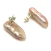 Boucles d'oreilles élégantes en perles baroques roses naturelles, en argent Sterling 925