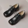 Модельные туфли Kanseet, женские туфли-лодочки из натуральной кожи, осень 2024, круглый носок, толстый высокий каблук, повседневная женская обувь ручной работы, коричневый 40