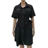 Casual Dresses Solid Color Shirt Dress V-neck V Neck Button Down With Belted Pocket Women's Summer Short For Streetwear