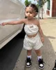 Clothing Sets 1-8Y Baby Girls Clothes White Sleeveless Crop Tops Shorts Pants Summer Fashion Outfits For Kids Children's Girl