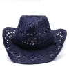 Bérets Lady Visor Chapeau pour Summer Travel Sun Block Western Cowboy Paille tissée à la main Design creux