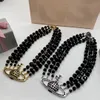 Designer-Halsketten mit Anhänger, Buchstabe Viviane Gold, Halsreifen, Luxus-Frauen-Modeschmuck, Metallperlen-Halskette, Cjeweler Westwood 727