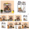 Étagères de salle de bain Cuisine de ménage Assaisonnement Rack de stockage Deuxième étage Bureau Snack Cosmétiques Coin Drop Livraison Maison Jardin Bain Otcrg