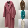 Пальто Teddy Bear женское длинное m Family Max Song Qian Liu Taos розовое из шерсти с мехом альпаки