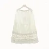 Skirts Sweet Lace Patchwork Skirt Woman Elastic Waist Loose Cotton Underskirt Princess Midi Petticoat Faldas Mujer Faldones Para