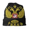 Baskenmützen Wappen Russland Skullies Beanies Caps Männer Frauen Unisex Straße Winter Warme Strickmütze Russische Nationalstolz Motorhaube Hüte