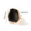 Vintage Black Stone 14K Rose Gold Ring for Women Exaggerated Large Rings for Female Drip Glaze Rings Jewelry Accessories Wholesale