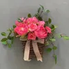 Fleurs décoratives Rose paniers de porte d'entrée couronne cintres de printemps Simulations décorations de seau