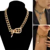 Chains Electroplated Alloy Necklace Retro Party With Fine Punk Lock Link Chain Adjustable Belt Buckle Design Women's For A
