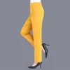 Colori caramelle Donna Pantaloni classici elasticizzati Pantaloni eleganti estivi sottili Pantaloni dritti sottili Madre Casual Pantalones a vita alta Capris slim 240309