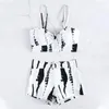 Women's Swimwear Sexy Bikini Set Stylish With Drawstring Bra High Waist Swim Trunks Quick Drying Beachwear For Summer Fun