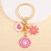 Nyckelringar Söt rosa lollipop hjärta Daisy Flower Charms Key Chians ryggsäck Wallet Car Pendant Decyrings Keyrings Accessoreis For Women Men