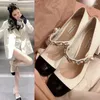 Dress Shoes Women's Pumps Trend Thick Heel All-Match Girl Lolita Princess Woman Shoe Patent Leather Pearl Buckle Chain Women