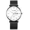 Bellos zegarek zegarek stalowy zespół moda oryginalna skórzana męska zegarek Waterproof Watch Męski zegarek