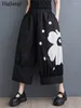 Calças femininas oversized primavera verão flor polka dot print pant mulheres elásticas cintura alta moda senhoras calças soltas mulher perna larga