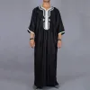 Ethnische Kleidung muslimischer Mann Kaftan marokkanische Männer Jalabiya Dubai Jubba Thobe Baumwolle Langes Hemd lässig Jugend schwarze Robe arabische Kleidung plus Ottii