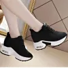 Schoenen vrouwen mesh ademende sneakers vaste kleur interne hoogte vergroten gevulkaniseerde schoenen wiggen trainers zapatilla deportiva mujer