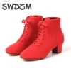 Boots Swdzm Women Dance Shoes Latin Ballroom Dance Shoes Modern Shoes Ladies Tango Black Jazz Shoes Dance Sneaker for Girls Heeled 4cm