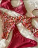 2023 Aangepaste ontwerper Floral Swimsuit Red Pink Cherry Print Bathing Suit voor vrouwen