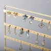 Sacchetti per gioielli Espositore per orecchini in metallo dorato a 6 livelli Collana Porta anelli per organizer Accessori Espositore per rack con base in legno