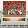 Lady and the Unicorn Medieval Tapestry Wall Hanging Printed Home Decer Tapelestries Bakgrundsrum som täcker för sängen