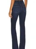 Pantalon femme jean 2024 taille haute Double boutons coupe ajustée décontracté Denim évasé Long