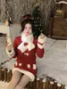 Arbeitskleider Süßes Mädchen Weihnachtsanzug Damen Winter Dicker Woll Kurzmantel Hohe Taille Minirock Zweiteiliges Set Mode Weibliche Kleidung
