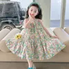 Mädchenkleider Koreanisches Sommerkleid für Mädchen, ärmellos, Blume, Sommerkleid für Jugendmädchen, 3–12 Jahre alte Kinder, Junior-Mädchenkleid 24323