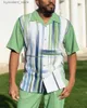 Socistas de canciones para hombres 2023 Summer Hawaii Beach Line Impreso Mens Dos piezas Camisas de manga corta Conjunto de fiesta S-4XL Pantalones L240320